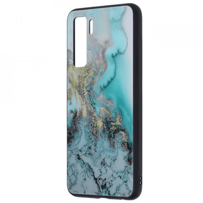 Husa huawei p40 lite 5g cu sticla securizata, techsuit glaze - blue ocean
