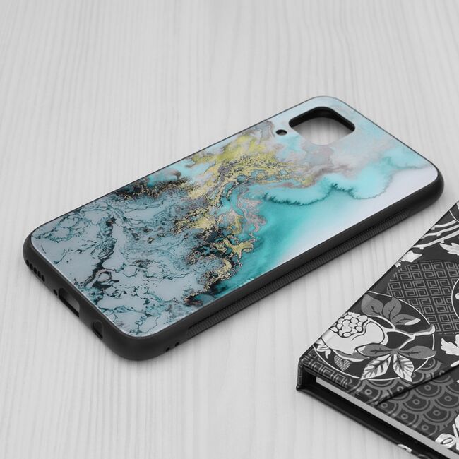 Husa huawei p40 lite cu sticla securizata, techsuit glaze - blue ocean