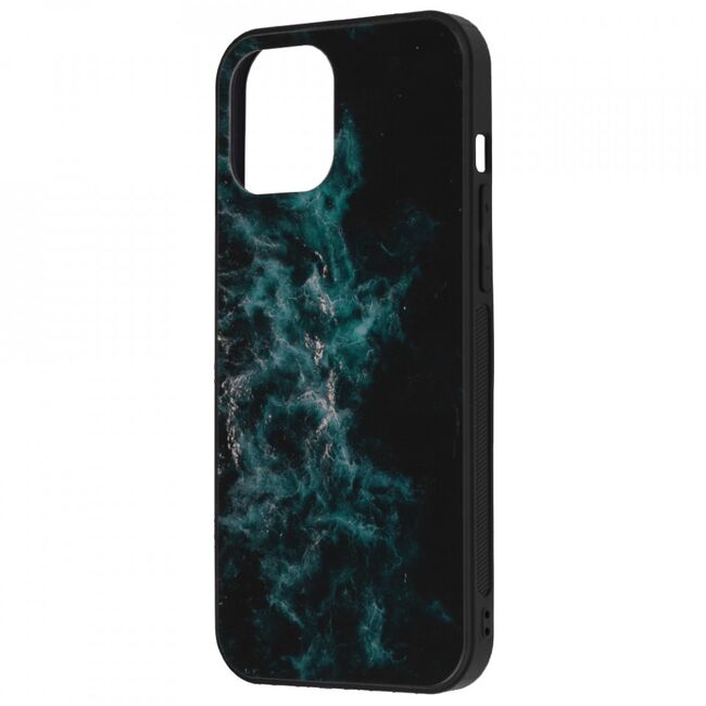 Husa iphone 12 pro max cu sticla securizata, techsuit glaze - blue nebula
