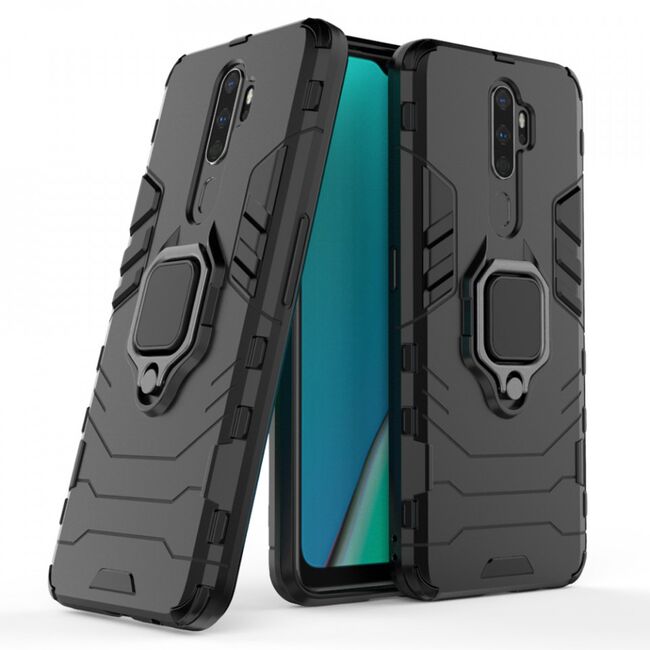 Husa oppo a9 2020 cu inel, techsuit silicone shield - negru