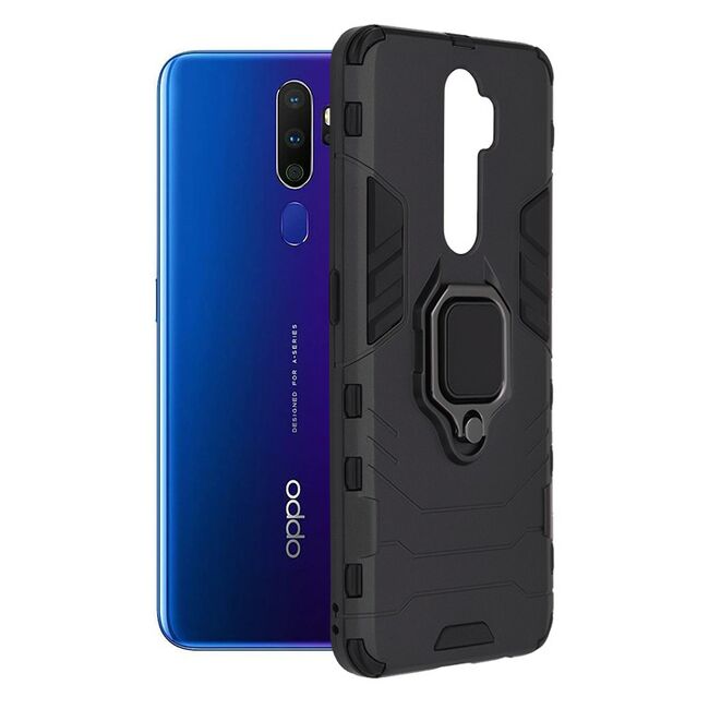 Husa oppo a9 2020 cu inel, techsuit silicone shield - negru