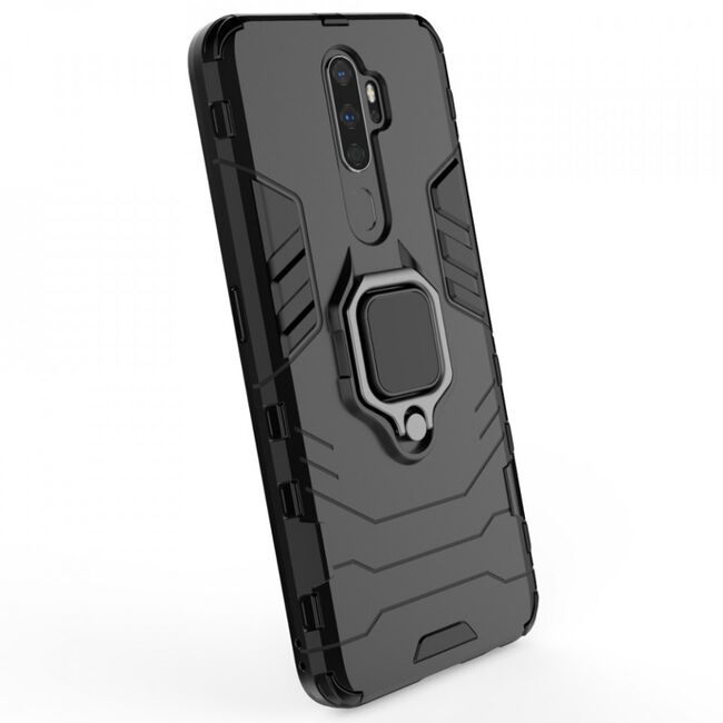 Husa oppo a9 2020 cu inel, techsuit silicone shield - negru