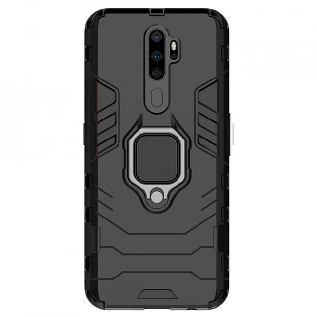 Husa oppo a9 2020 cu inel, techsuit silicone shield - negru