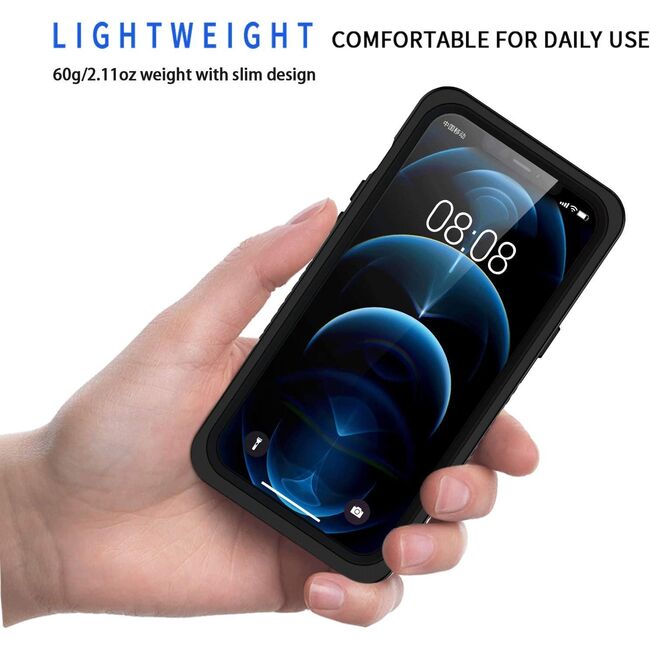 Pachet 360: Husa cu folie integrata iPhone 12 ShockProof Dust-Water Proof Full Body, negru