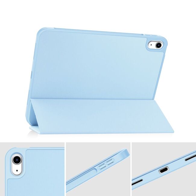 Husa iPad 10 2022 10.9 inch cu suport Apple Pen si functie stand, sky blue