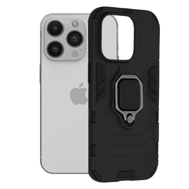 Husa iphone 14 pro cu inel, techsuit silicone shield - negru