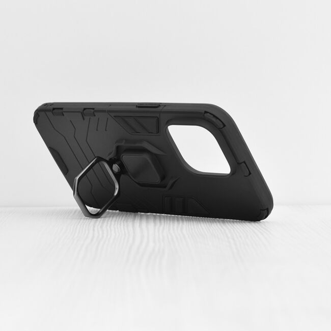 Husa iphone 14 pro max cu inel, techsuit silicone shield - negru