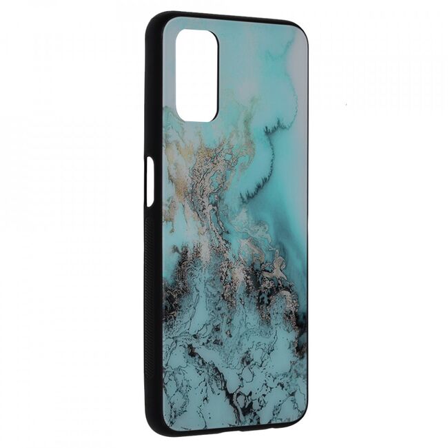 Husa oppo a52 / a72 / a92 cu sticla securizata, techsuit glaze - blue ocean