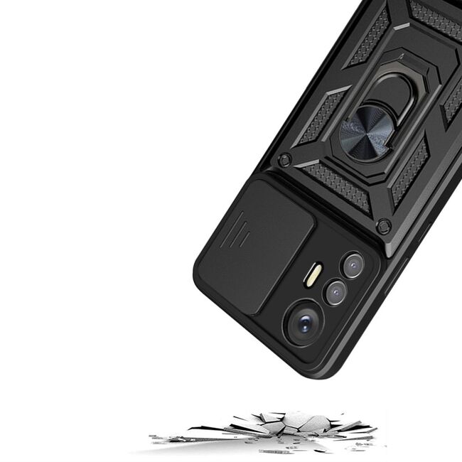 Husa pentru Xiaomi 12 Lite 5G cu inel Ring Armor Kickstand Tough, protectie camera (negru)