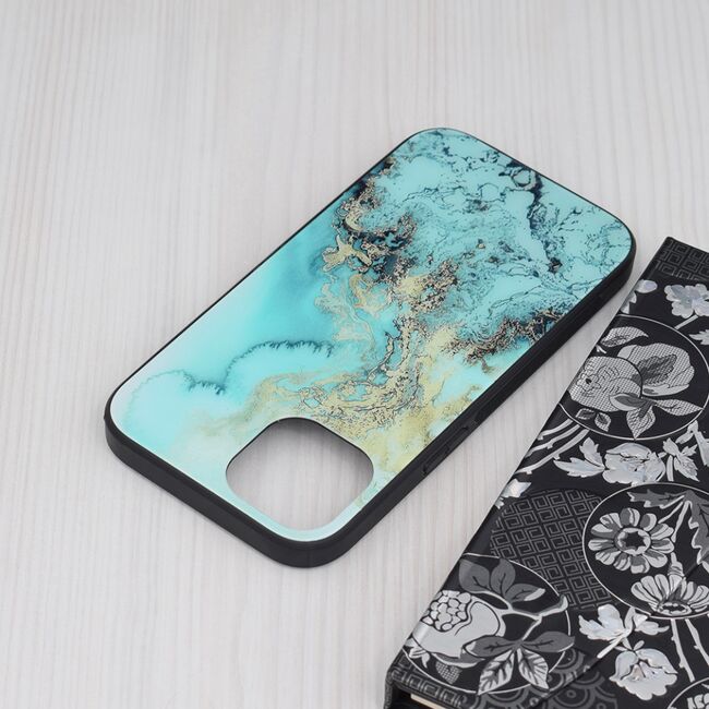 Husa iphone 14 cu sticla securizata, techsuit glaze - blue ocean