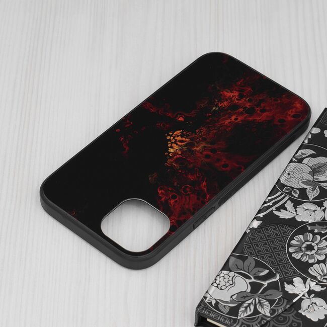 Husa iphone 14 plus cu sticla securizata, techsuit glaze - red nebula