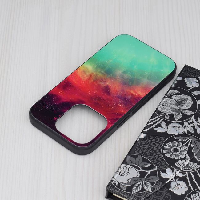 Husa iphone 14 pro cu sticla securizata, techsuit glaze - fiery ocean