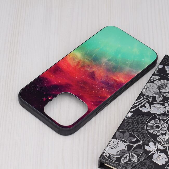 Husa iphone 14 pro max cu sticla securizata, techsuit glaze - fiery ocean