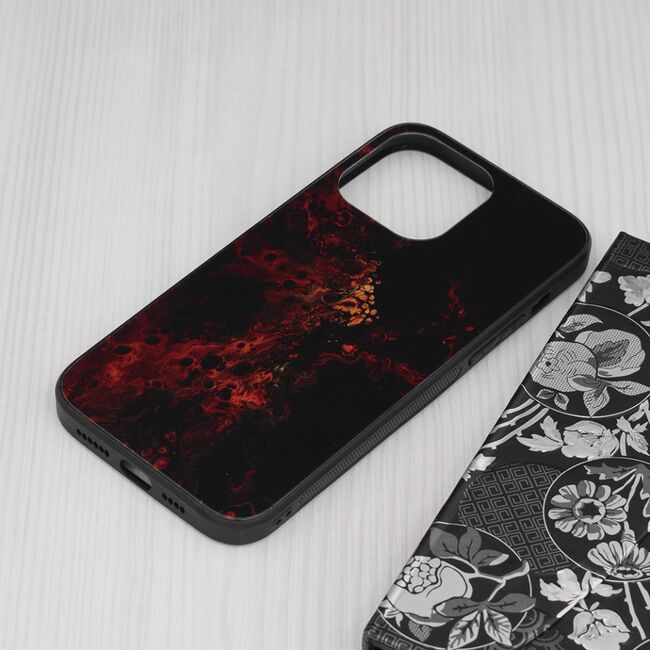 Husa iphone 14 pro max cu sticla securizata, techsuit glaze - red nebula