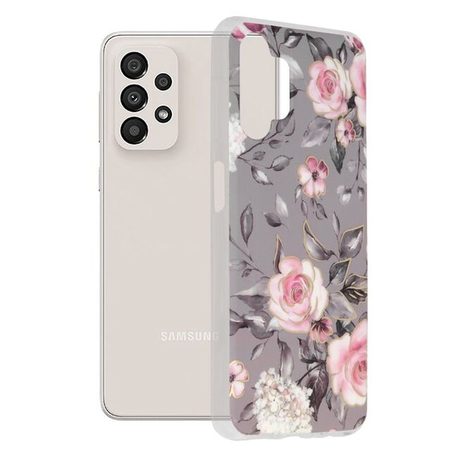 Husa samsung galaxy a13 4g marble series, techsuit - bloom of ruth gray