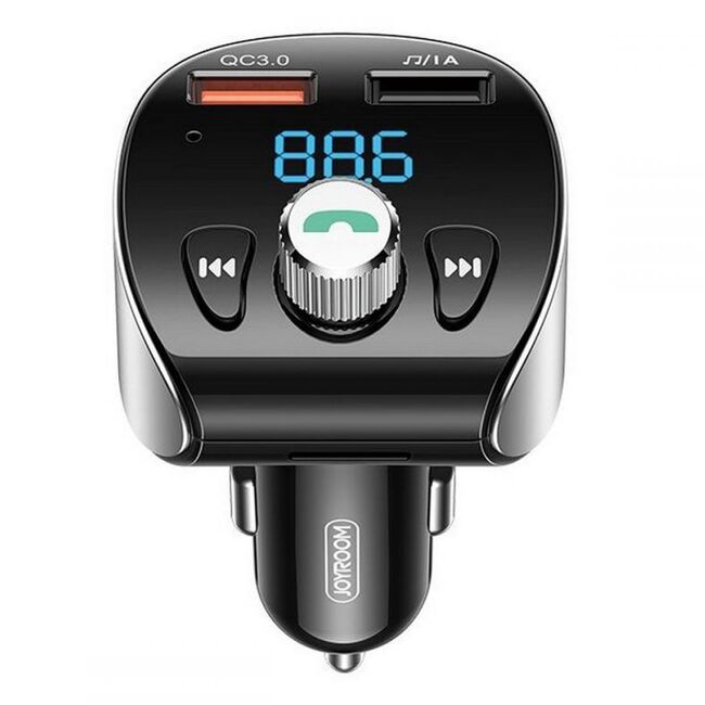 Modulator FM Joyroom FM transmitter Bluetooth 5.0 MP3 micro SD car charger 2x USB 18 W 3 A Quick Charge 3.0 (JR-CL02), negru