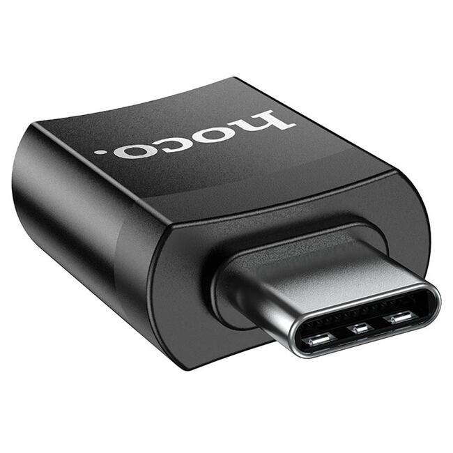 Adaptor OTG de la USB la USB-C Hoco pentru tablete si telefoane, negru