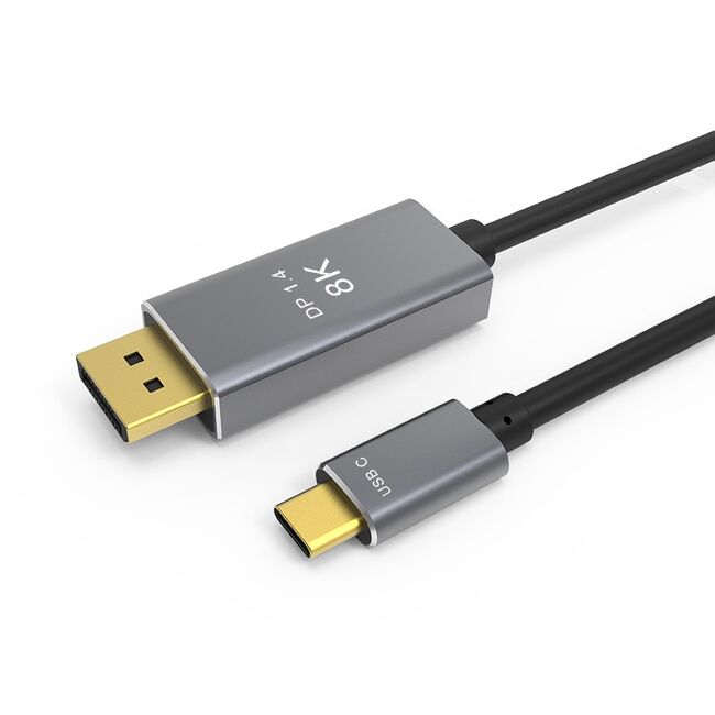 Cablu video de la USB-C la DisplayPort, 4K @ 60Hz, compatibil Macbook, conectori aurii, 1.8 m, negru