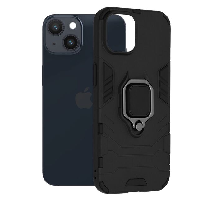 Husa iphone 14 cu inel, techsuit silicone shield - negru
