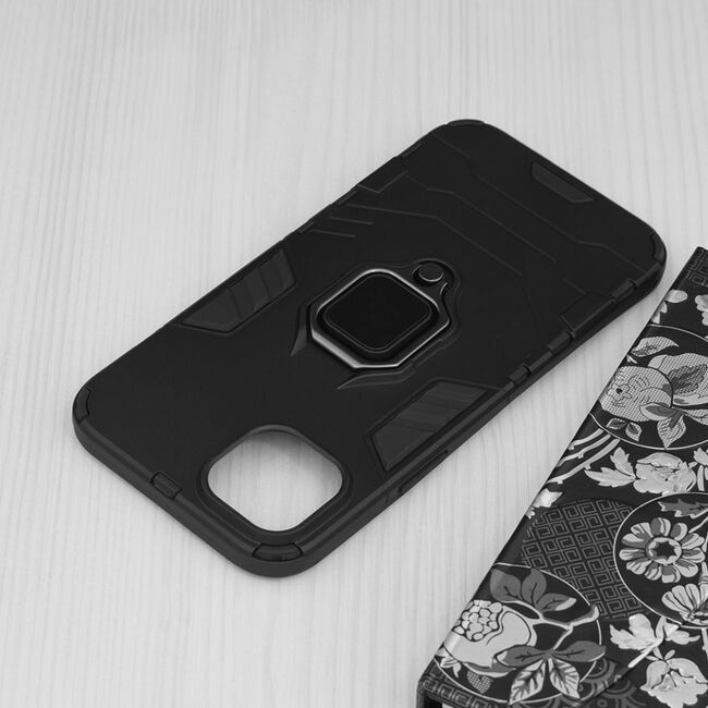 Husa iphone 14 plus cu inel, techsuit silicone shield - negru