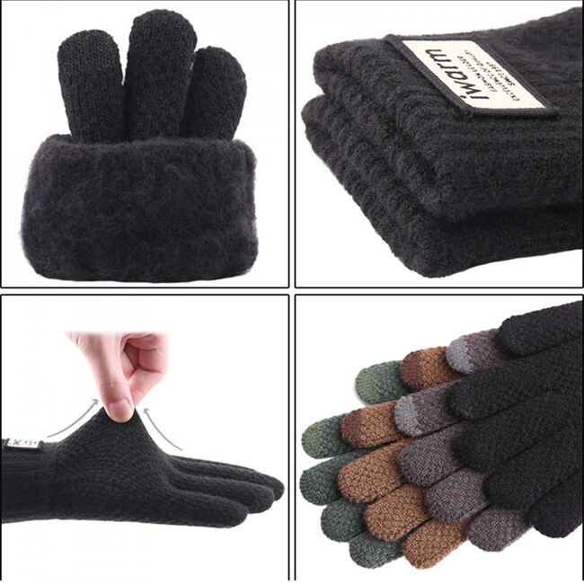 Manusi tocuhscreen din lana, unisex, iwarm st0007 - verde
