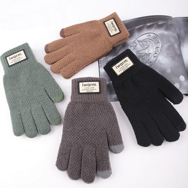 Manusi tocuhscreen din lana, unisex, iwarm st0007 - verde