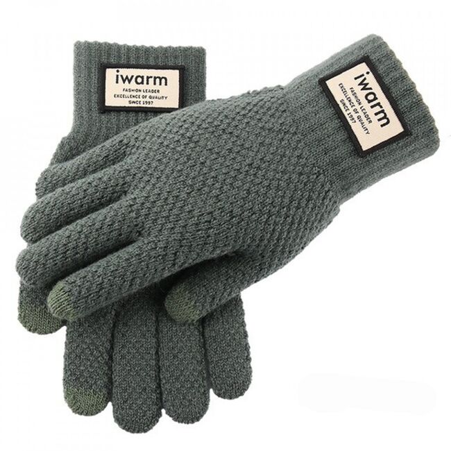 Manusi tocuhscreen din lana, unisex, iwarm st0007 - verde