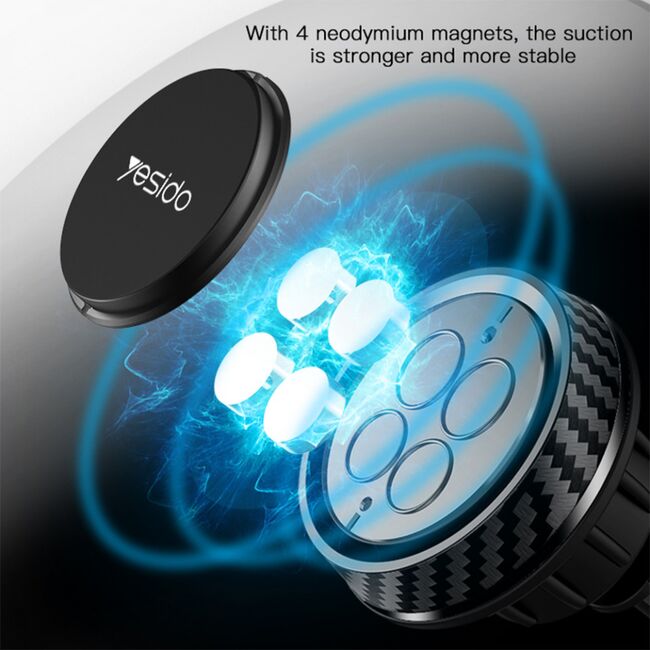 Suport telefon auto magnet Yesido C67 cu brat telescopic, negru