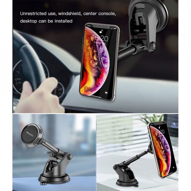 Suport telefon auto magnet Yesido C67 cu brat telescopic, negru