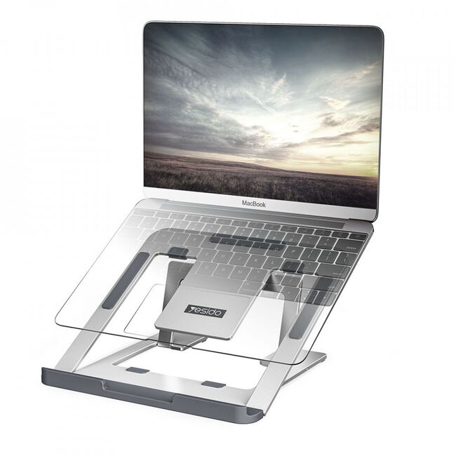 Suport laptop aluminiu, stand reglabil Yesido LP02, argintiu