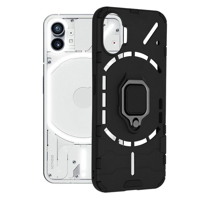 Husa nothing phone (1) cu inel, techsuit silicone shield - negru