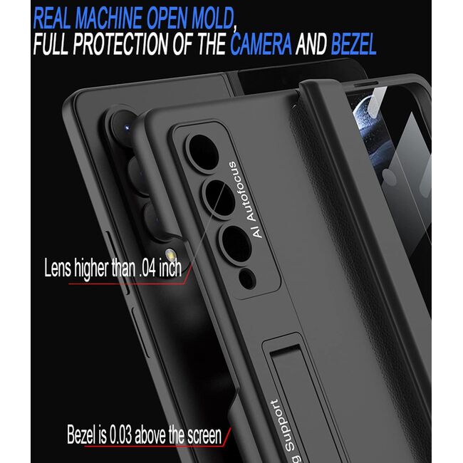 Pachet 360: Husa cu folie integrata din sticla pentru Samsung Galaxy Z Fold 4 Full Cover (fata+spate), navy green