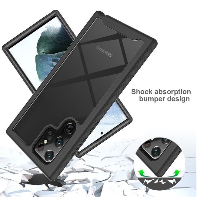 Pachet 360: Husa cu folie integrata pentru Samsung Galaxy S22 Ultra Defense360 - negru