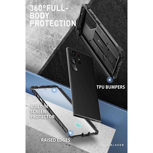 Husa 360 grade pentru Samsung Galaxy S23 Ultra Supcase i-Blason Armorbox  , Protectie display, Negru