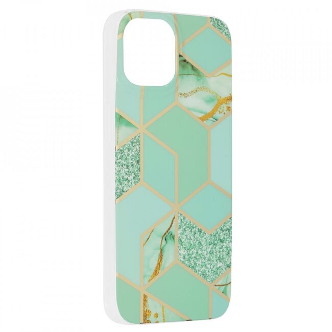Husa apple iphone 14 marble series, techsuit - green hex