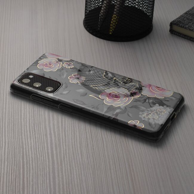 Husa apple iphone 14 plus marble series, techsuit - bloom of ruth gray