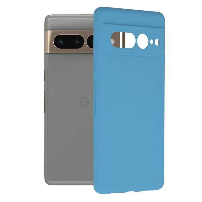 Husa google pixel 7 pro din silicon moale, techsuit soft edge - albastru