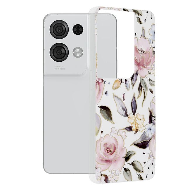 Husa oppo reno8 pro marble series, techsuit - chloe white