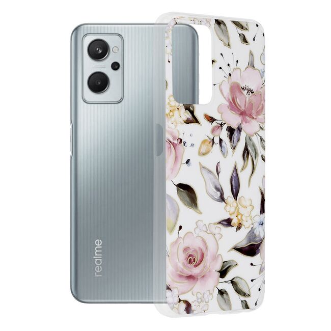 Husa realme 9i / oppo a76 / oppo a96 marble series, techsuit - chloe white
