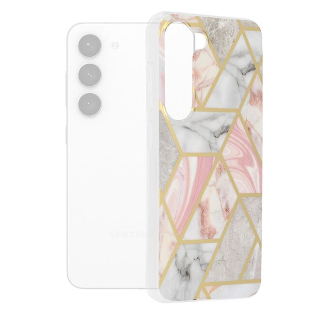 Husa samsung galaxy s23 marble series, techsuit - pink hex