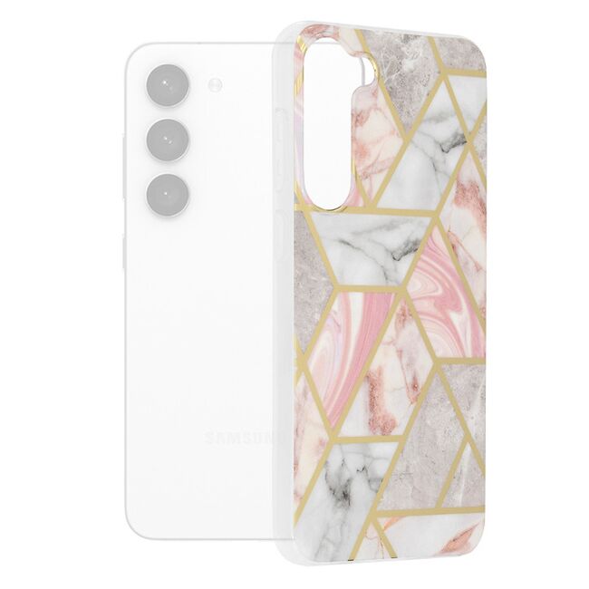 Husa samsung galaxy s23 plus marble series, techsuit - pink hex