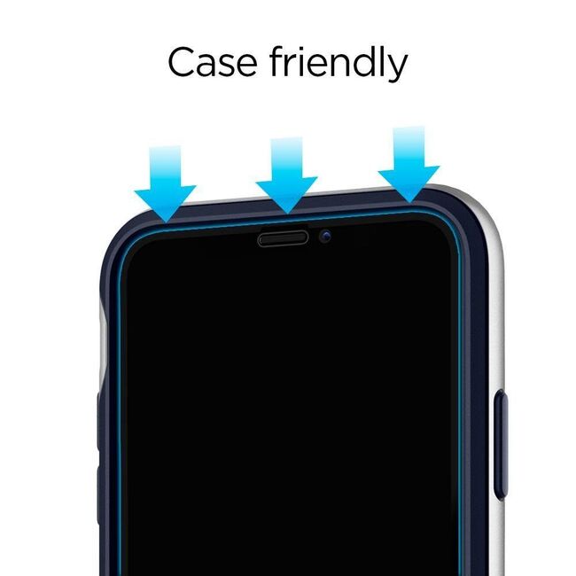 [Pachet 2x] Folie Protectie iPhone 11 Pro Sticla Spigen GlassTR - Negru