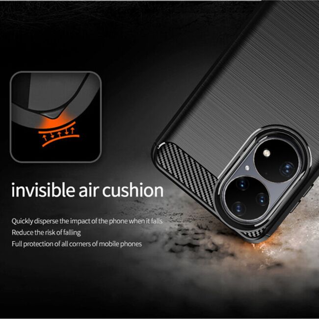 Husa Huawei P50 Pro Techsuit Carbon Silicone - Negru