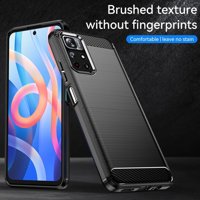 Husa Xiaomi Poco M4 Pro 5G Techsuit Carbon Silicone, negru
