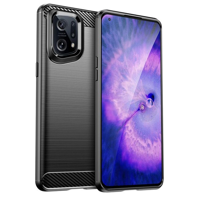 Husa Oppo Find X5 Techsuit Carbon Silicone, negru
