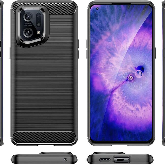 Husa Oppo Find X5 Techsuit Carbon Silicone, negru