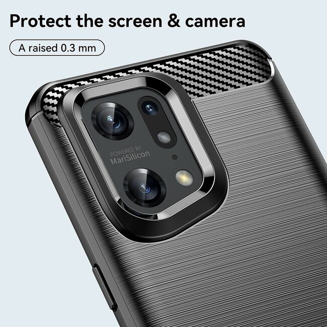 Husa Oppo Find X5 Pro Techsuit Carbon Silicone, negru