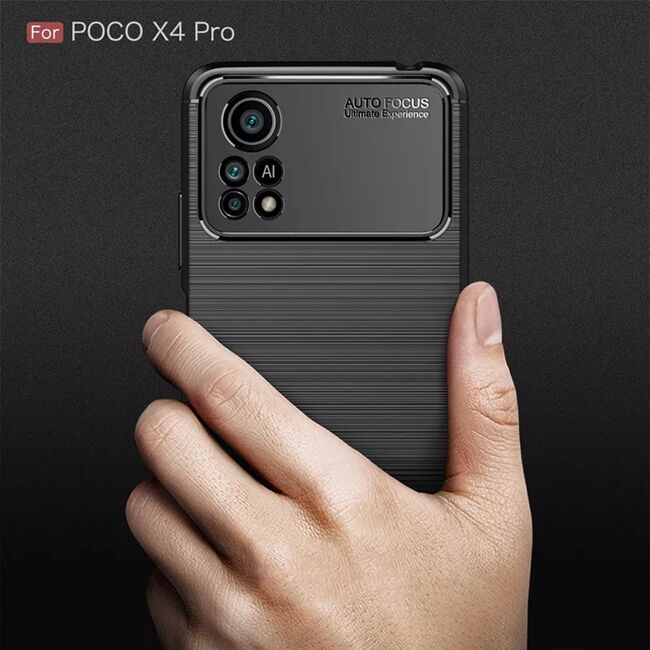 Husa Xiaomi Poco X4 Pro 5G Techsuit Carbon Silicone, negru
