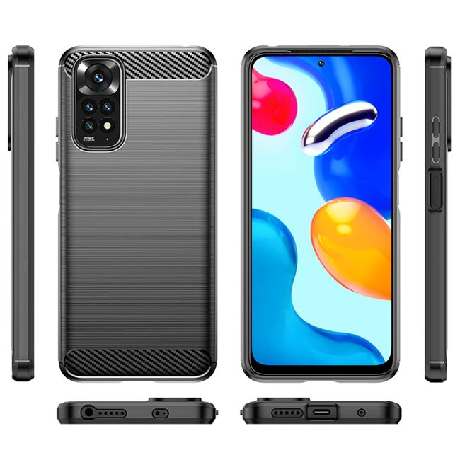 Husa Xiaomi Redmi Note 11/ Note 11s Techsuit Carbon Silicone, negru