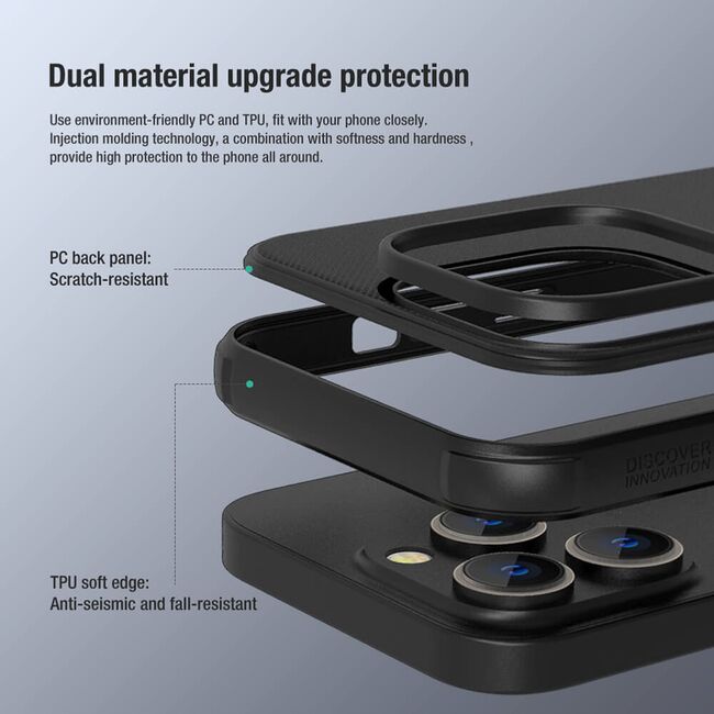 Husa iPhone 14 Pro Nillkin Super Frosted Shield Pro, negru